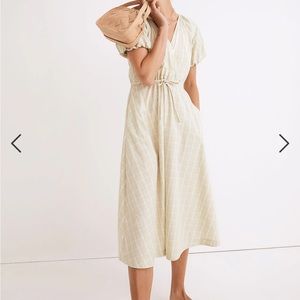 Madewell Plaid Tie-Waist Midi Dress